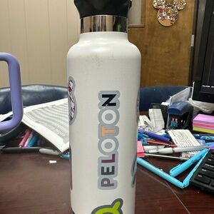 Peloton White Water Bottle with Black Lid